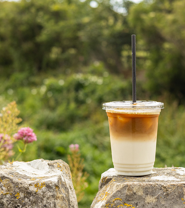 Get cold drinks to-go at the Lodge at Lulworth's seafront kiosk, from fresh matcha to sweet ice coffee.
