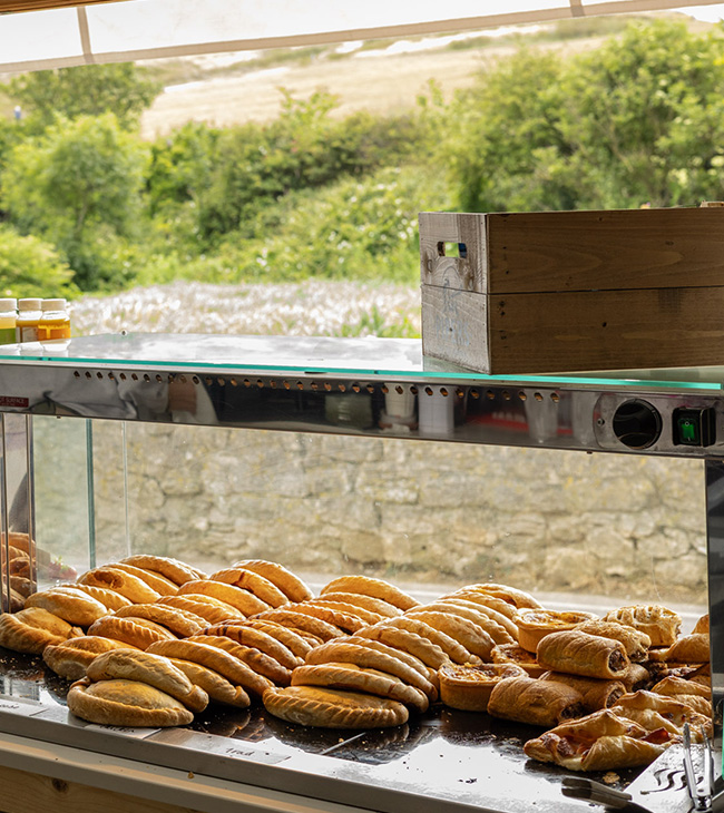 Savoury snacks at the Lodge at Lulworth kiosk, perfectly placed near Lulworth Cove for those who need a pick-me-up after a long walk along the Coast Path.