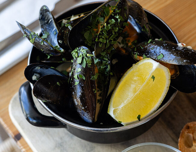 Plenty of fresh fish and local produce at the Lodge at Lulworth, from delicious Dorset crab to creamy mussels.